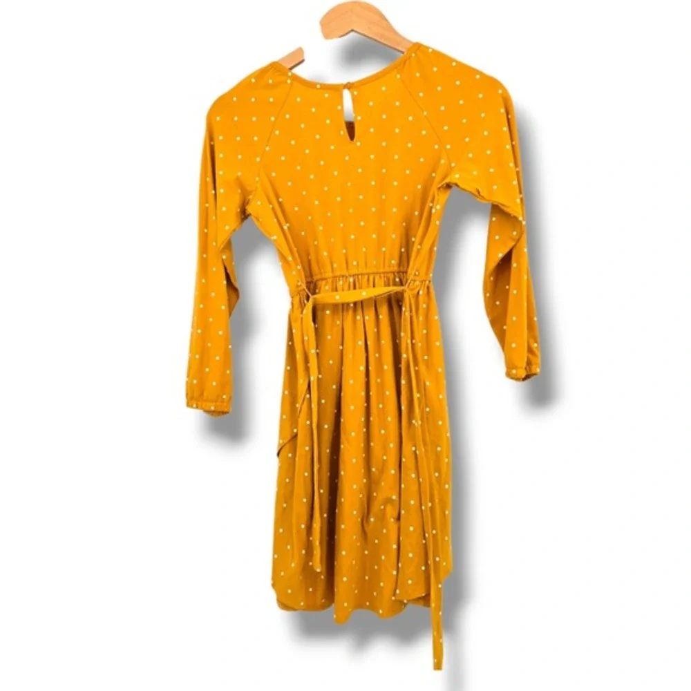 NEW Carters Girls Dress Polka Dot Long Sleeve Layered Hem Casual Mustard Size 10